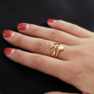 Arabic Heart Spiral Ring